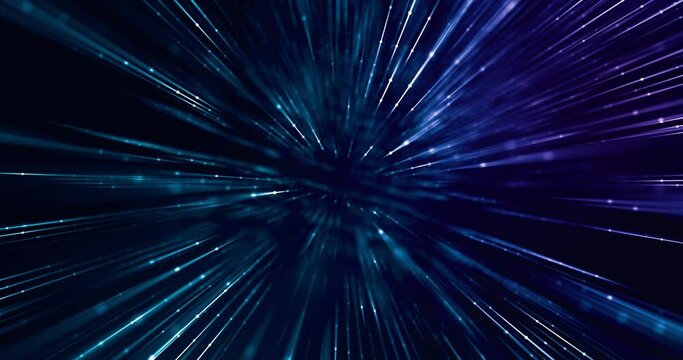 Data tunnel traveling at high speed. Abstract background for tech concept. Block chain or metaverse data.