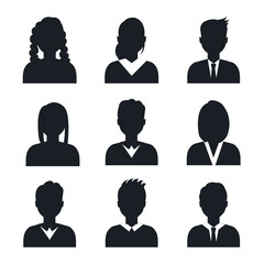 Bundle of elegant business people avatar Vector Silhouettes Collections