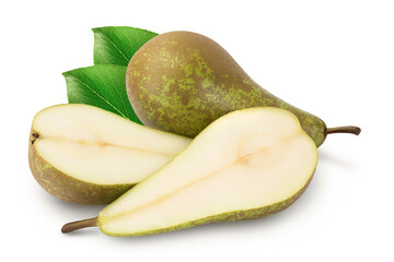 Green conference pear isolated on white background with full depth of field
