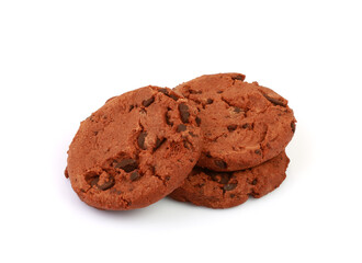 Chocolate chip cookies isolated on white background with clipping path	