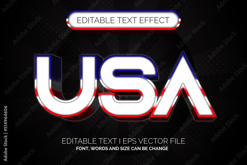Poster modern text effect, editable usa flag text style