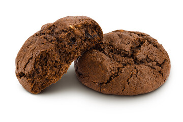 chocolate cookies isolated on white background with full depth of field
