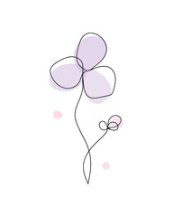 purple flower, minimalism line art, freehand drawing