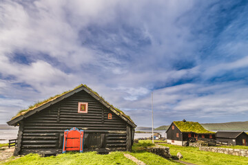 Fototapeta na wymiar Ancient king's farm in Kirkubour on the Faroe Islands
