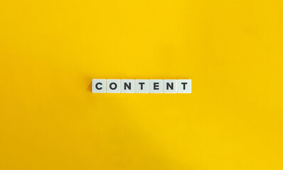 Content Word on Letter Tiles on Yellow Background. Minimal Aesthetics.