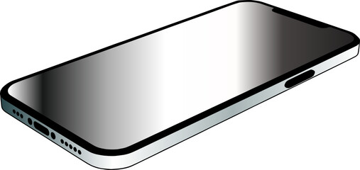 Silver phone with screen isolated, realistic illustration, vector 
