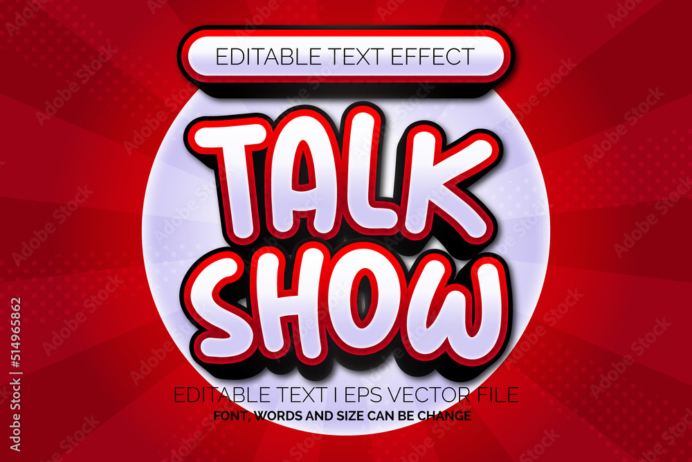 Poster modern text effect, editable talk show text style
