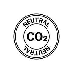 CO2 neutral sign, net zero carbon. Circle symbol with inscription. Eco friendly industrial production. Carbon emissions free, no air atmosphere pollution. Vector