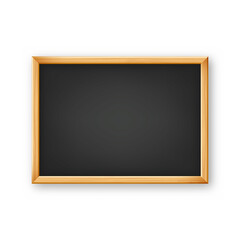 Realistic blank chalkboard in a wooden frame. School blackboard with traces of chalk, writing surface for text or drawing. Presentation board, online studying and e-learning. Vector illustration