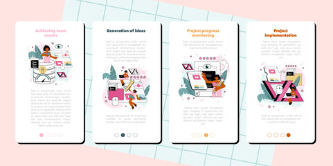Back end development mobile application banner set. Software development