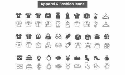 Apparel & Fashion Icons Free Premium Vector for company, personal projects, digital, printed media, banner, social media poster, website