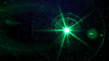 Digital green planet of Earth, 3D animation