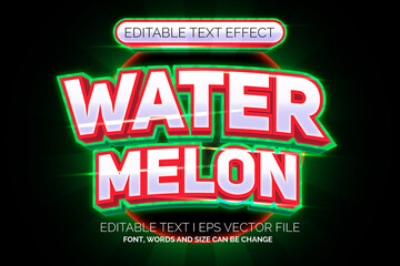 fresh water melon text effect, editable 3d fruty text style 