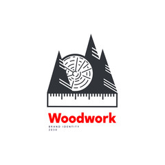 Woodwork emblem. Design element.