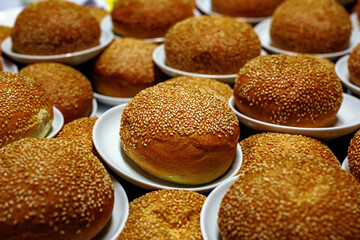 Top view of Homemade Burger buns.