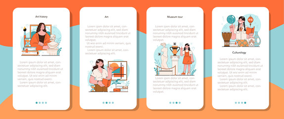 History of art school education mobile application banner set