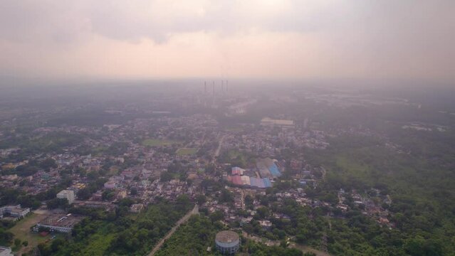Aerial view of an Industrial city in India