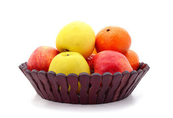 Mandarins and apples on a plate.