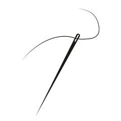 Needle icon. Needle and thread silhouette icon. On white background. Vector illustration eps10