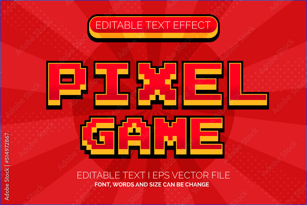 Poster pixel text effect, editable action retro game text style