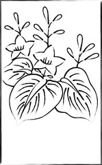 花札の筆書きイラスト　師走　桐　12月　桐のカス