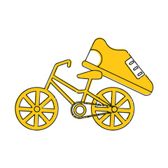 Fototapeta na wymiar Bicycle fitness line stock with solid yellow color icon for app and websites