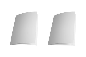 Blank bifold and trifold brochure mockup isolated on white background. 3d rendering.