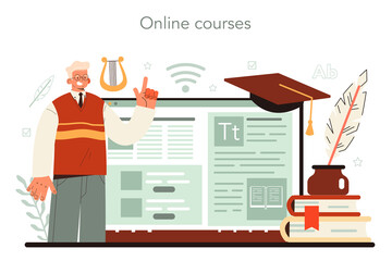 Writer online service or platform. Author writing script of a novel