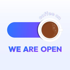 Coffee logo with open button concept