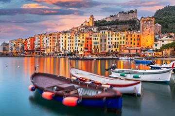 Keuken foto achterwand Liguria Porto Venere, La Spezia, Italië Historische stad Skyline