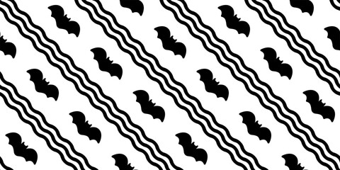Obraz na płótnie Canvas bat seamless pattern Halloween vector dracula Vampire ghost wave doodle gift wrap paper cartoon illustration icon design