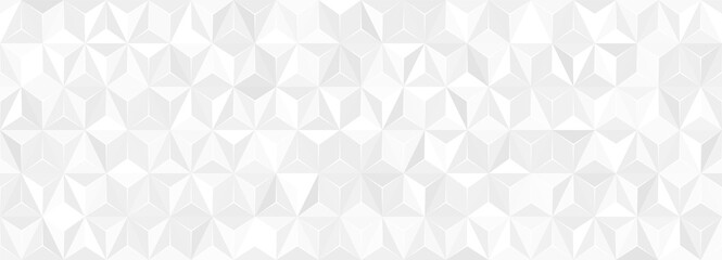 White silver geometric background for business presentation. Abstract elegant seamless pattern. Minimalist empty triangular BG. Halftone monochrome. Modern digital Happy New Year. Vector illustration - obrazy, fototapety, plakaty