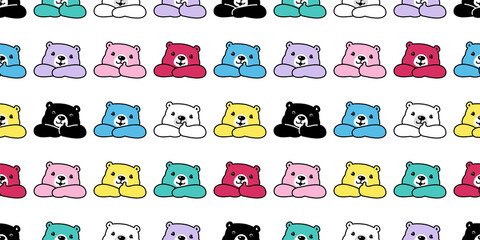 bear seamless pattern polar vector teddy thumb up scarf isolated cartoon tile background repeat wallpaper gift wrapping paper illustration doodle pet design