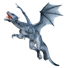 3D Rendering Fairy Tale Dragon on White