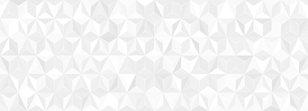 White silver geometric background for business presentation. Abstract elegant seamless pattern. Minimalist empty triangular BG. Halftone monochrome. Modern digital Happy New Year. Vector illustration