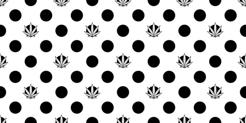 Weed seamless pattern Marijuana polka dot vector cannabis leaf scarf isolated plant flower repeat wallpaper tile background illustration design