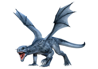 3D Rendering Fairy Tale Dragon on White