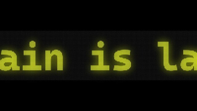 Late train commute delays message on LED scrolling panel