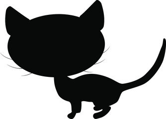 Black cat silhouette vector icon. A simple drawing of a cat. For printing on fabric, paper.