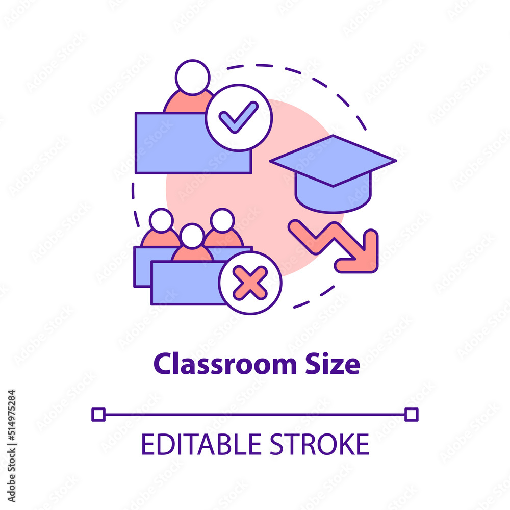 Poster classroom size concept icon. effective education. problem in public schools abstract idea thin line 