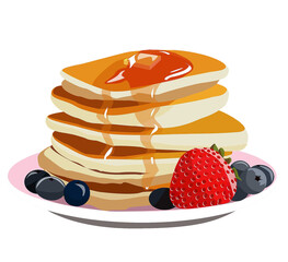 pancakes with strawberry, delicious brearkfast