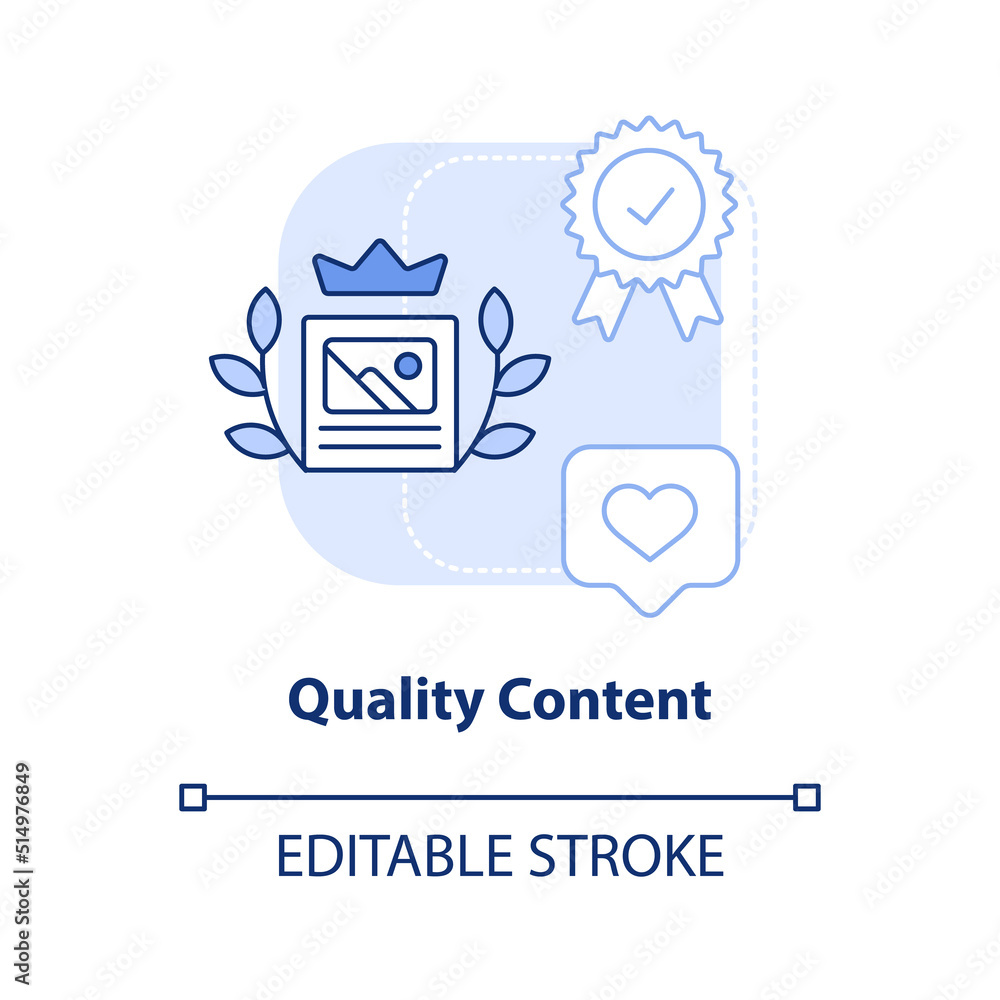 Poster quality content light blue concept icon. great website feature abstract idea thin line illustration.