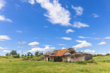 Old collapsed barn in the country