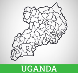 Simple outline map of Uganda. Vector graphic illustration.