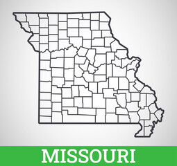 Simple outline map of Missouri, America. Vector graphic illustration.