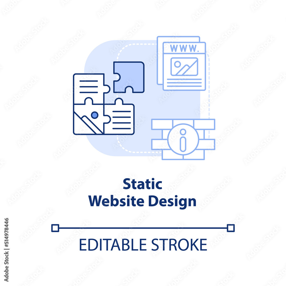 Poster static website design light blue concept icon. web designing type abstract idea thin line illustrati
