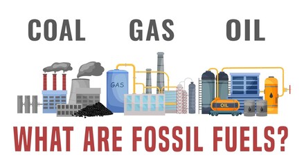 What are fossil fuels. Landscape vector illustration © Double Brain