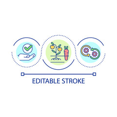 Growing different plants together loop concept icon. Companion planting. Gardening technique abstract idea thin line illustration. Isolated outline drawing. Editable stroke. Arial font used