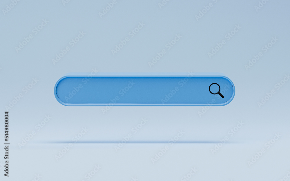Poster blue search engine bar for search engine optimisation or seo concept to find information by internet