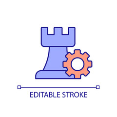 Logical thinking skill RGB color icon. Solving problem. Chess strategy. Rational thought. Analytical game. Isolated vector illustration. Simple filled line drawing. Editable stroke. Arial font used